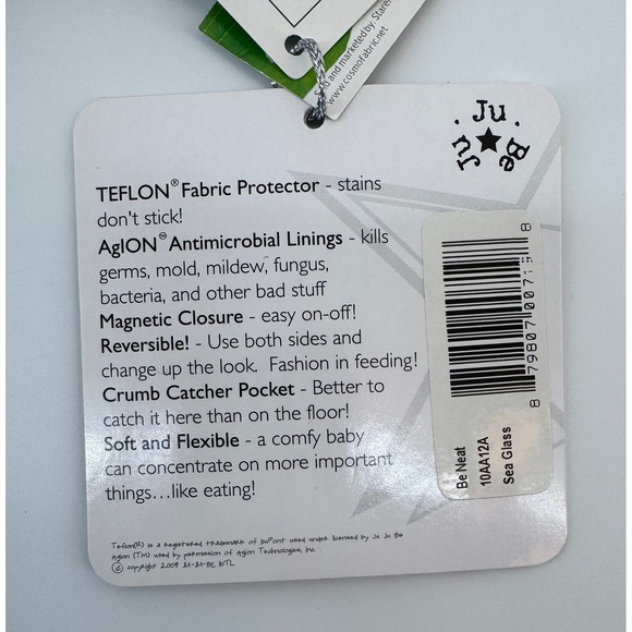 JuJuBe BeNeat Reversible Baby Bib Seaglass Star Agion Teflon Fabric Protector - Picture 7 of 9